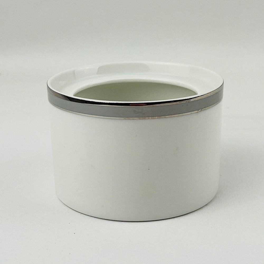 Vintage Thomas Sugar Bowl No Lid 2.25" Gray Platinum Band & Trim THO194